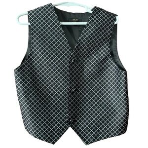 ROFFE Checkered Vest 100% Silk Hand Made Formal Black Vest Little Boy Size XS